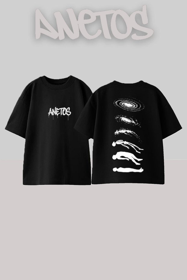 Human Decomposition Design Back Printed Cotton Black Oversize T-Shirt