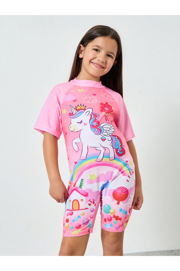 Girls Unicorn Print Swimsuit