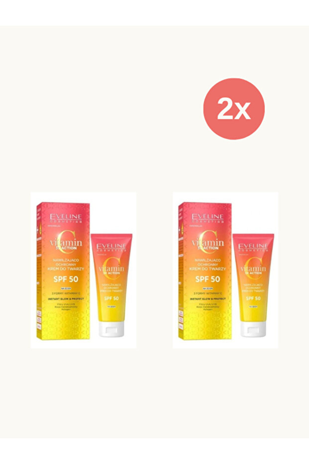 كريم إيفلين المرطب والوقائي للوجه بفيتامين سي SPF50 30 مل × 2 قطعة