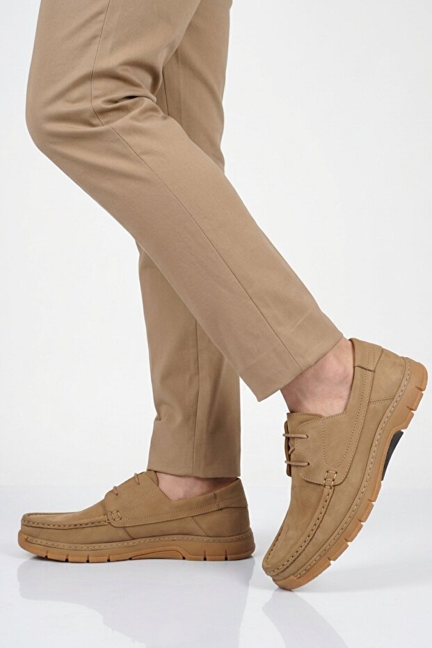 Sand Nubuck Genuine Leather Men's Casual Shoes