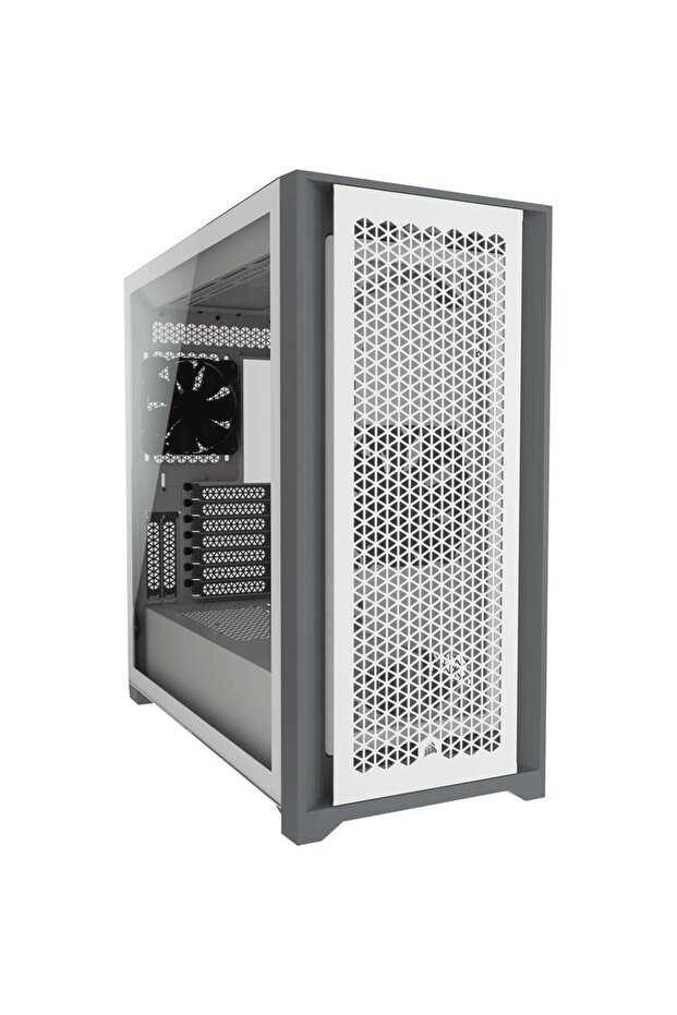 علبة كمبيوتر مكتبي من نوع 5000D AIRFLOW مصنوعة من الزجاج المقوى، بتصميم متوسط الحجم، متوافقة مع لوحات ATX - باللون الأبيض