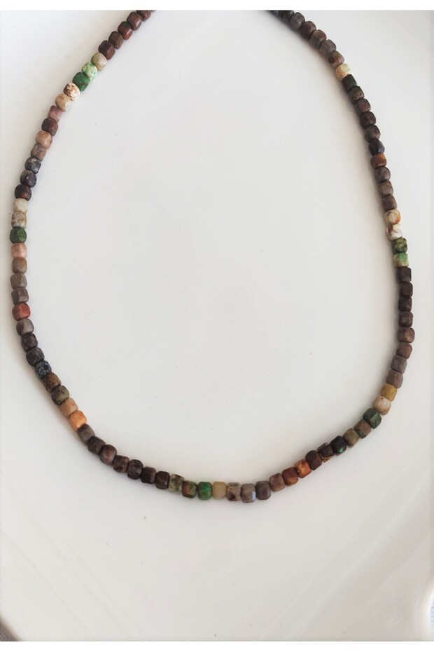 Certified 4 mm Cube Chryzacol Natural Stone Necklace