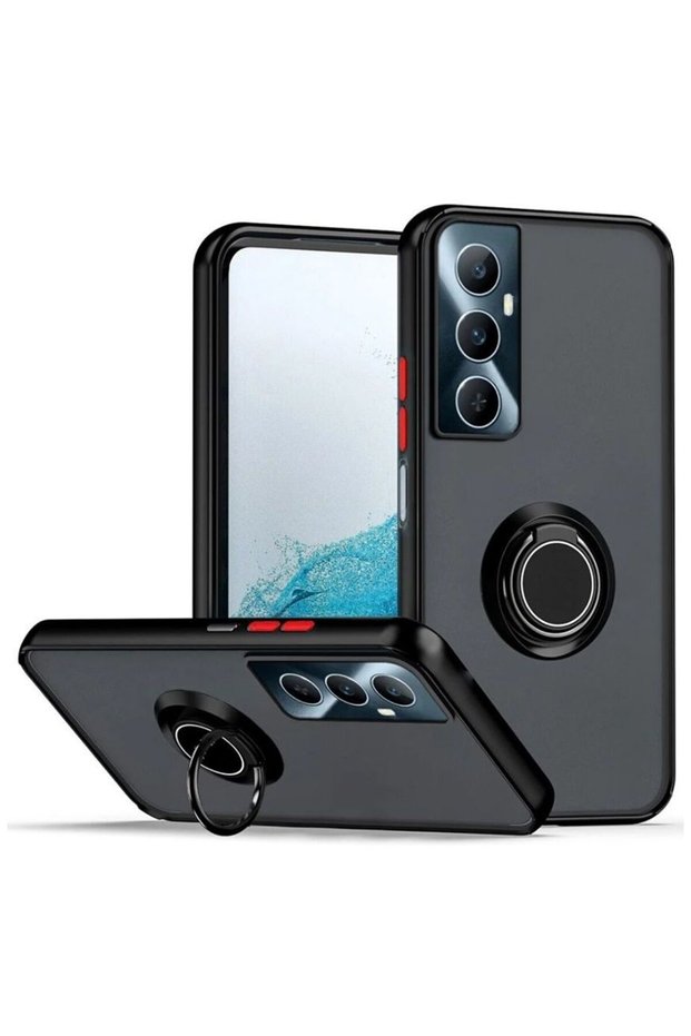 Realme C65 4g Case with Camera Protection, Ring Holder, Magnetic Stand, Frosted Back Cover