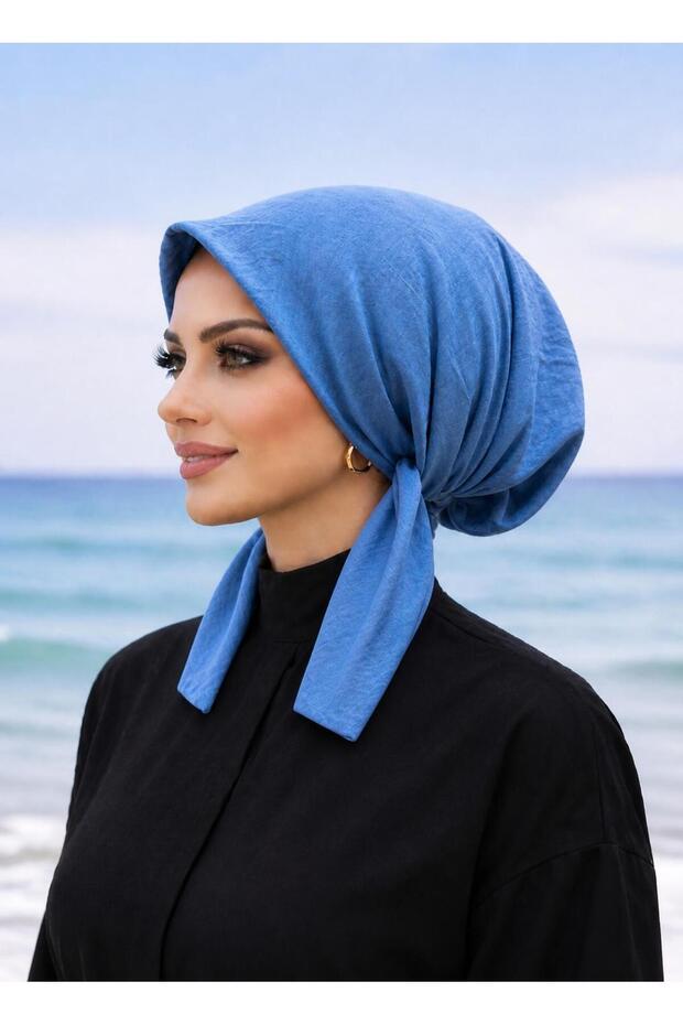 Scarf Bonnet Cotton Fabric Non-Slip Black Color