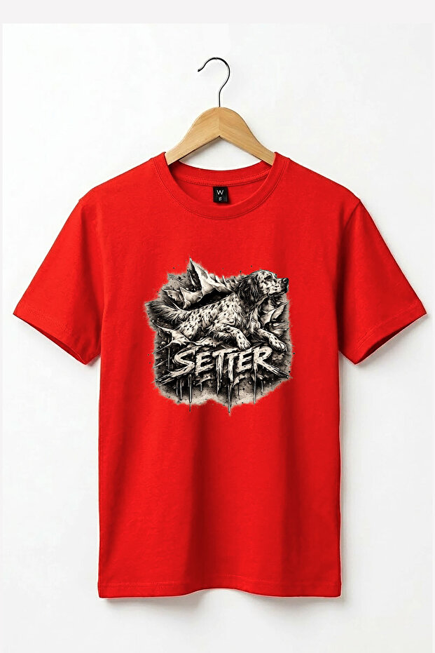 Unisex English Setter Dog Printed Special Design Hunting Nature 100% Cotton Basic T-Shirt