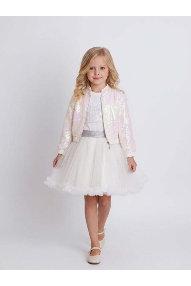 Girl's Triple Sequined Tutu Skirt Evening Dress Set