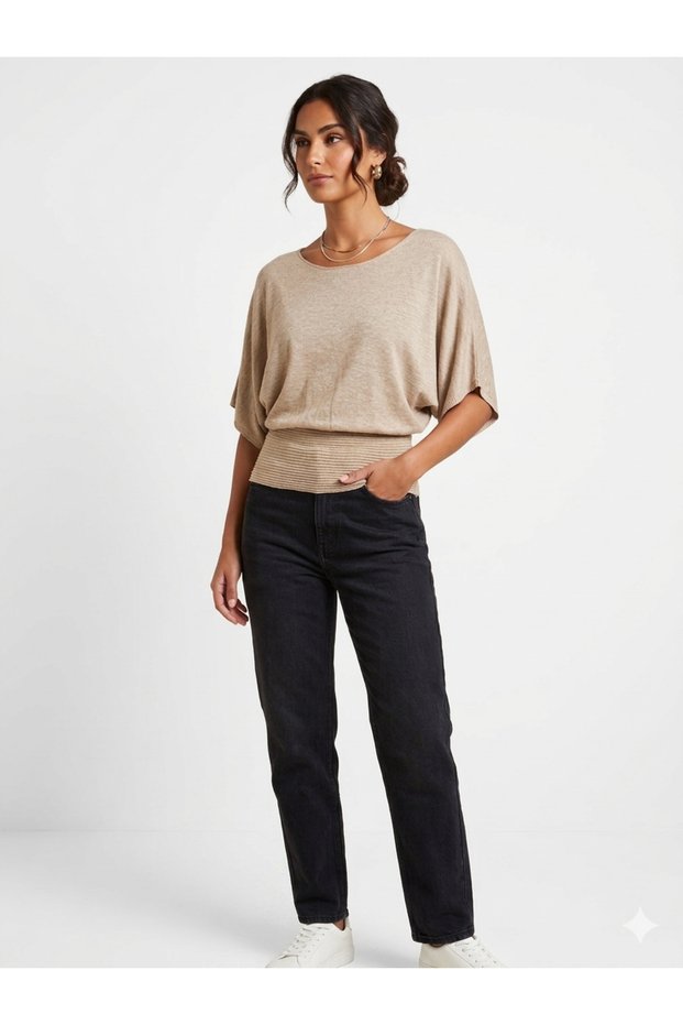 Women's Gathering Shaper Waist Detailed Short Sleeve Blouse