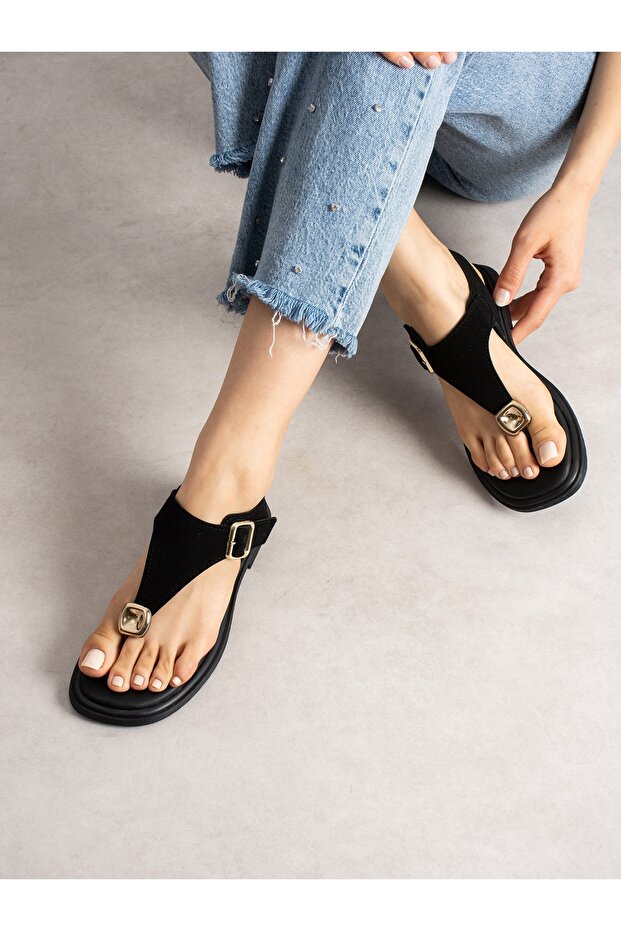 Dorsi̇a Black Flip-Flop Women's Sandals