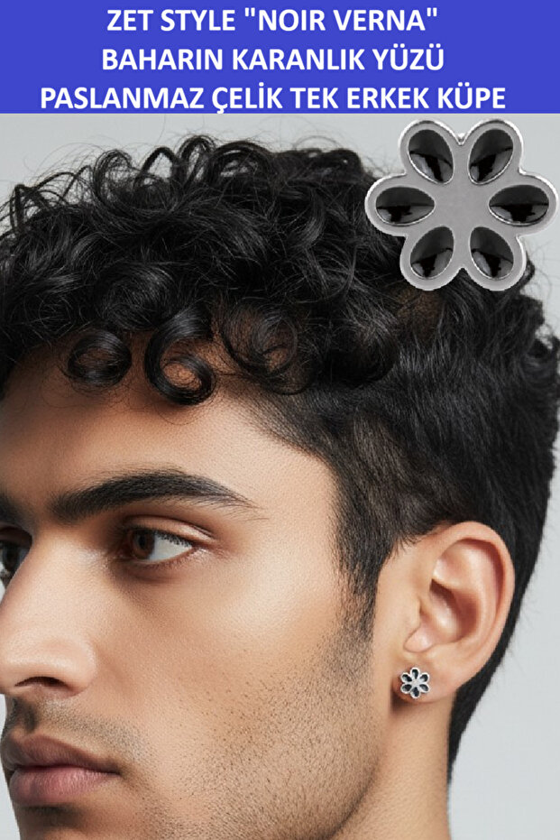 Zet Style – Noir Verna (the Dark Side of Spring) - Stainless Steel Single Men's Earring
