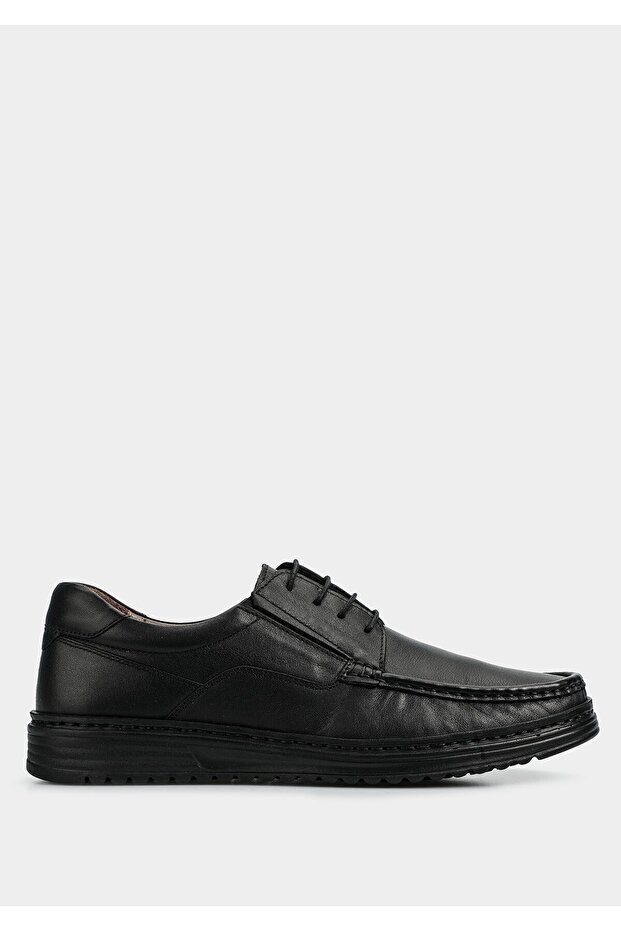 Black Leather Men's Shoes - 1