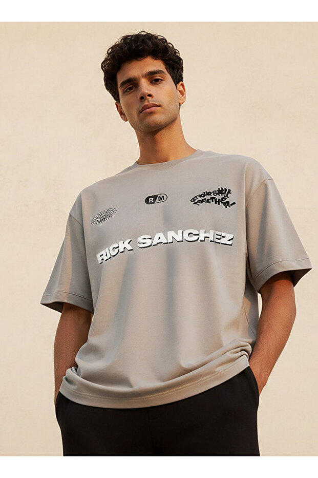 Men Regular Fit Crew Neck Short Sleeves Rick Sanchez Print T-shirt