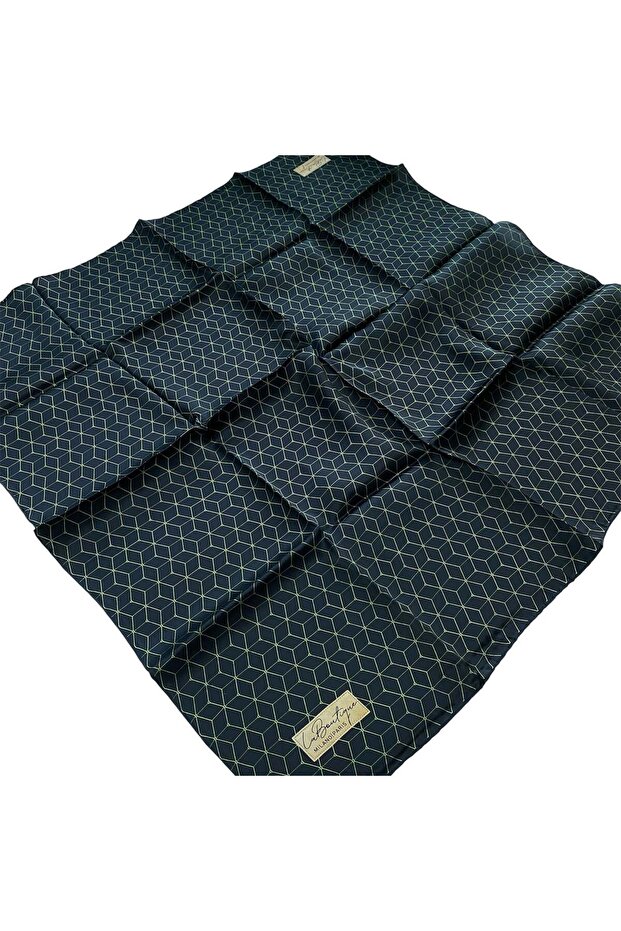 Tivil Silk Scarf Black Geometric Pattern 2544 - 10
