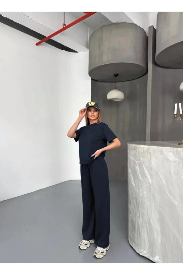 Morena Osho Fabric Women's Summer Loose Wide Leg Palazzo Trousers Two-Piece Set – Stylish & Comfortable Anthracite