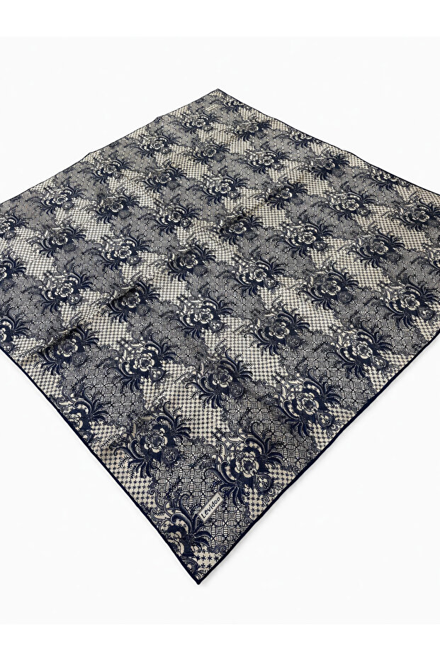 Tivil Pure Silk Scarf Ist 3026-4 Black Ethnic Pattern