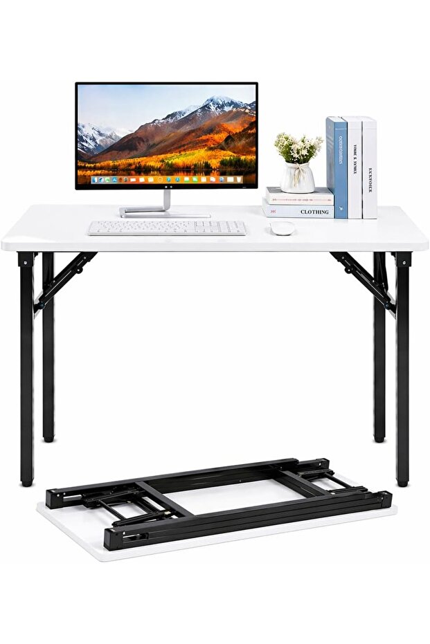 Multi Function Standing Desk 120x60x75cm - Folding Table Computer Desk No Install Needed with Carbon alloy Steel Frame [Heavy Duty] Home Office Table foldable