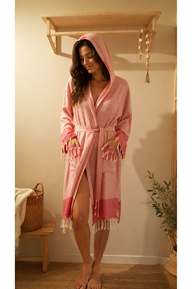 AMOS Peshtemal Bathrobe - 100% Cotton - Unisex Bathrobe