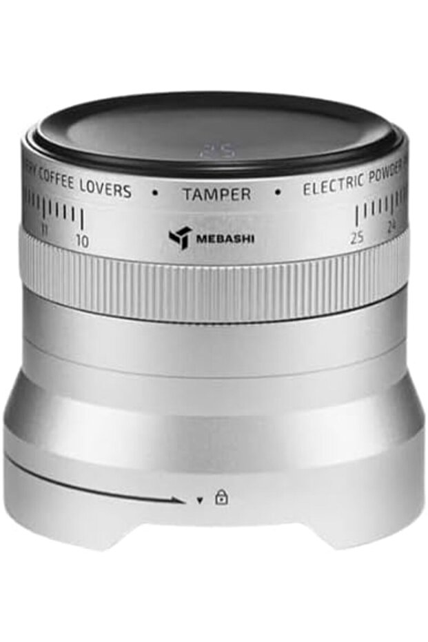Electric Coffee Tamper, Adjustable 10-25kg Pressure, Rechargeable Battery, Silver (ME-TMP4000)