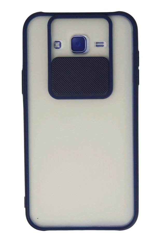 Ilkeshop New Galaxy J7 Case Palm Frosted Camera Sliding Silicone (130546) - Navy Blue