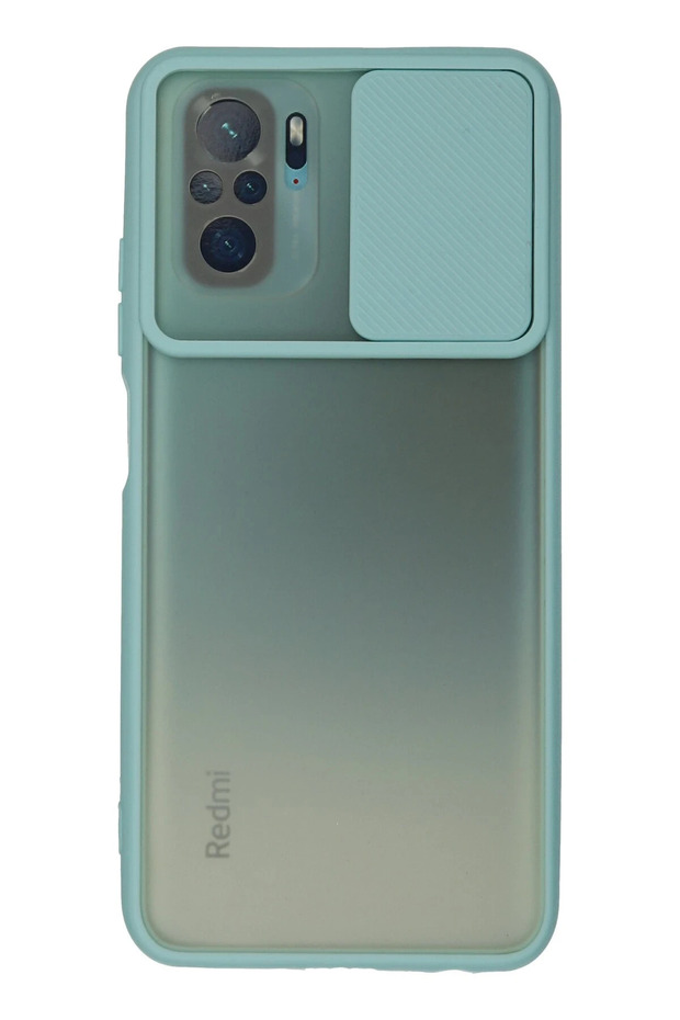 Ilkeshop New Redmi Note 10 Case Palm Frosted Camera Sliding Silicone (165825) - Turquoise