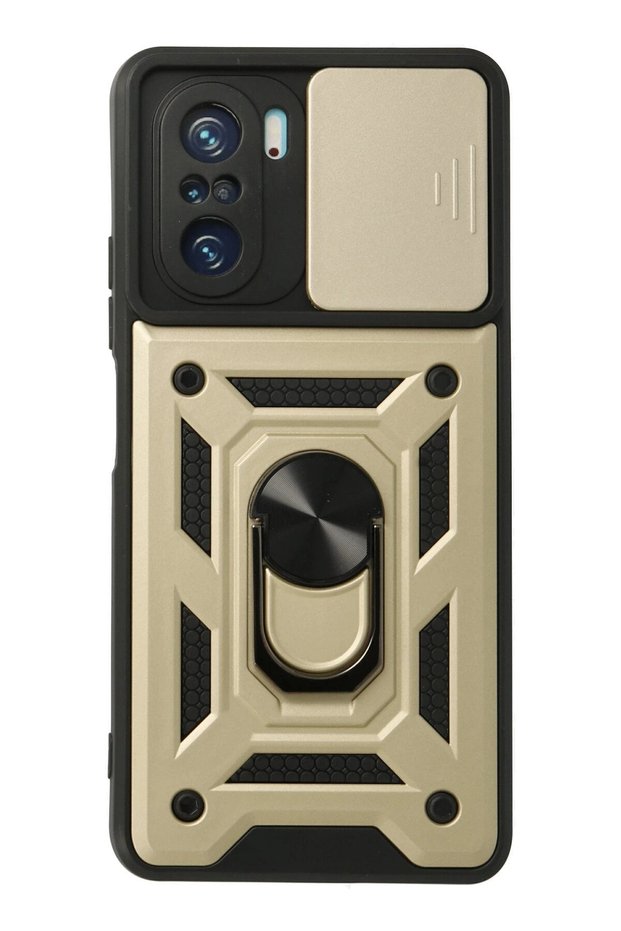 Ilkeshop New Poco F3 Case with Lens Ring Silicone (191254) - Gold