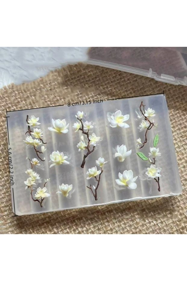 WHITE 3D Magnolia Flowers Nail Mold DIY Silicone Nail Tools Floral Petal Nail Design Molds Nail Art
