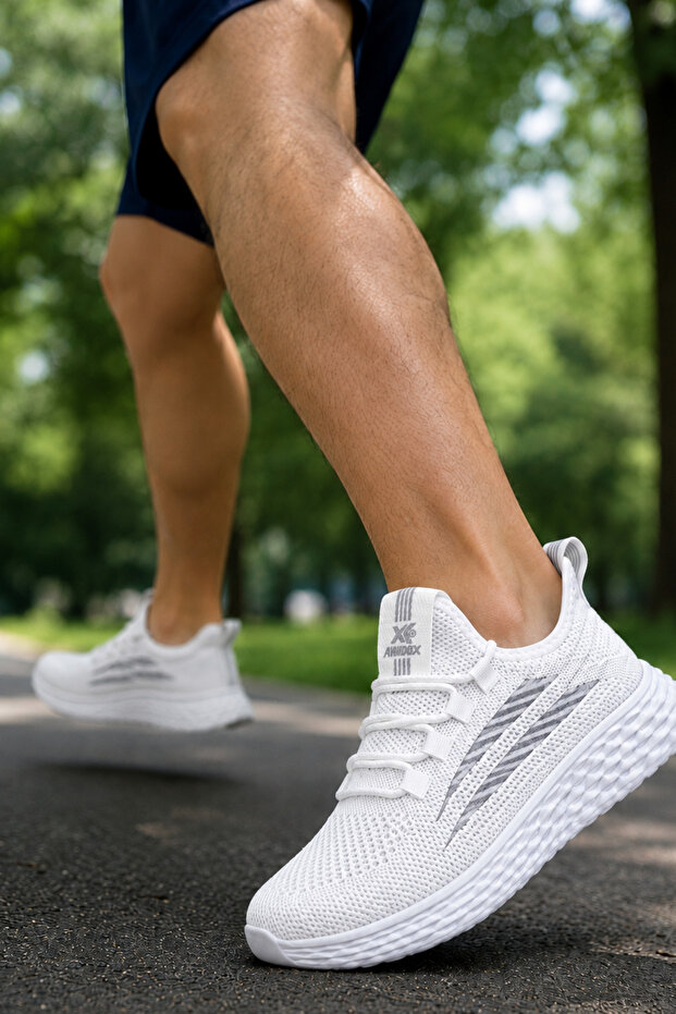 Men's Daily White Sports Shoes Mesh Light Sole Comfortable Walking Sneaker