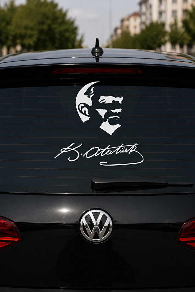 White Ataturk Signature Car Motorcycle Windshield Sticker Decal 20Cm*20Cm