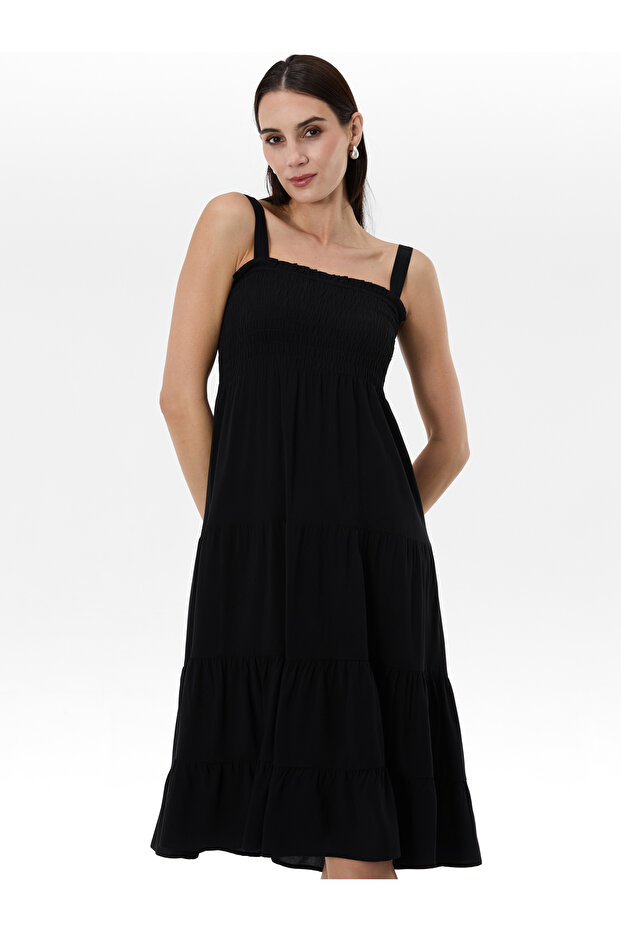 Rochie maxi neagră de damă - 2
