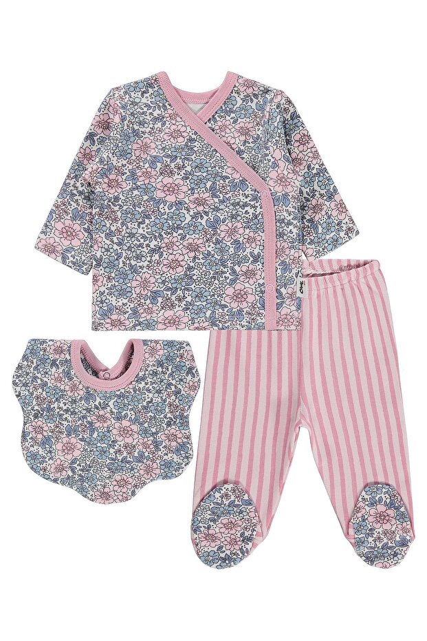 Floral Printed Bodysuit Sets - Ecru