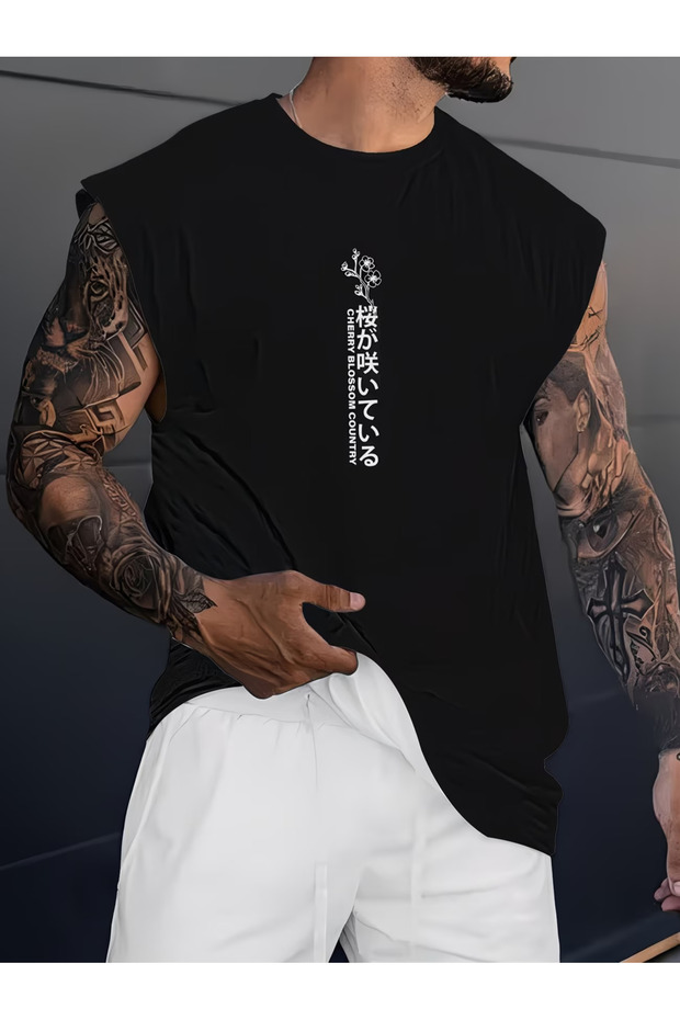 Men's oversized crew neck sleeveless t-shirt - longline