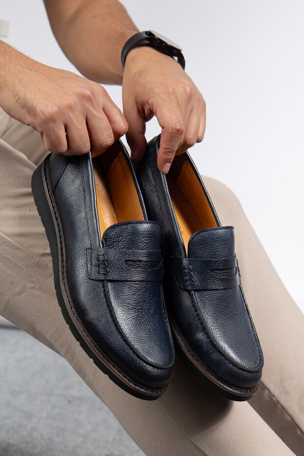 Genuine Leather, Laceless, Inner and Outer Leather Men's Loafer 100% Leather Shoes