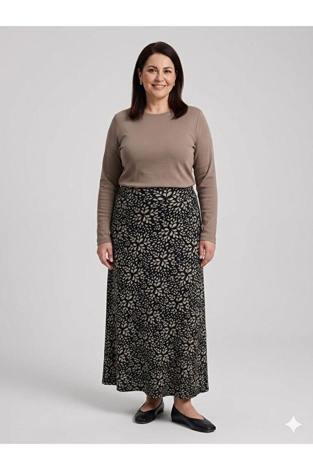 Plus Size Women's Cotton Skirt with Elastic Waist