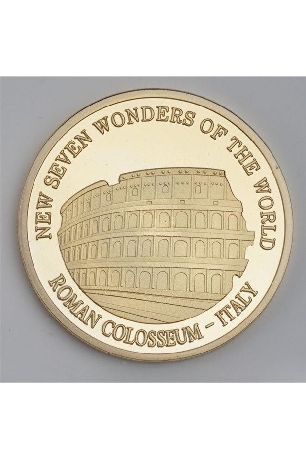 Colosseum 1pc Seven Wonders of The World Coin Collection Gold-plated Commemorative Badge Travel Coll