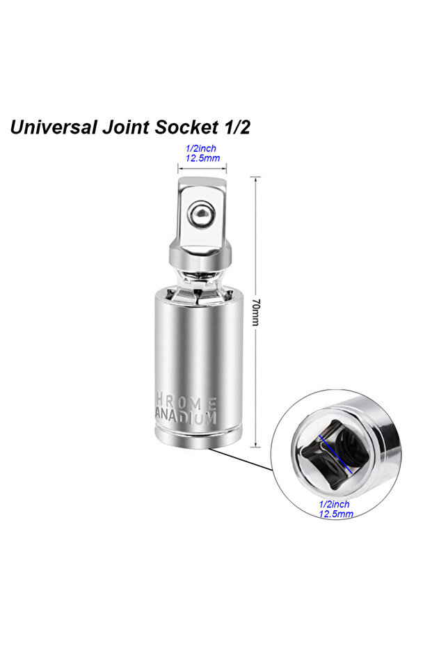 Socket Joint C Swivel Socket Adapter Universal Impact Extension Square Drive 1/4 3/8 1/2 SAE Head 3