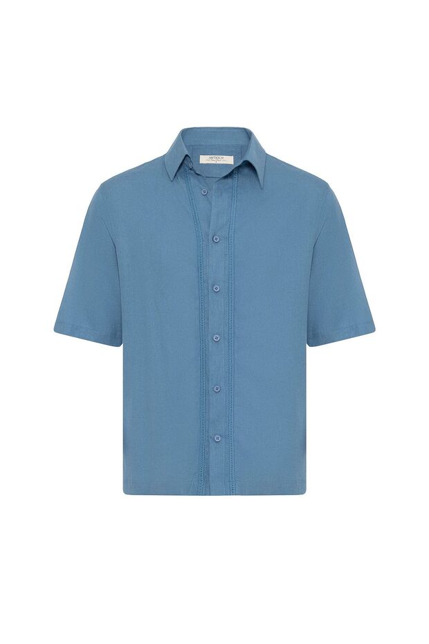 Linen blend relaxed fit men's shirt