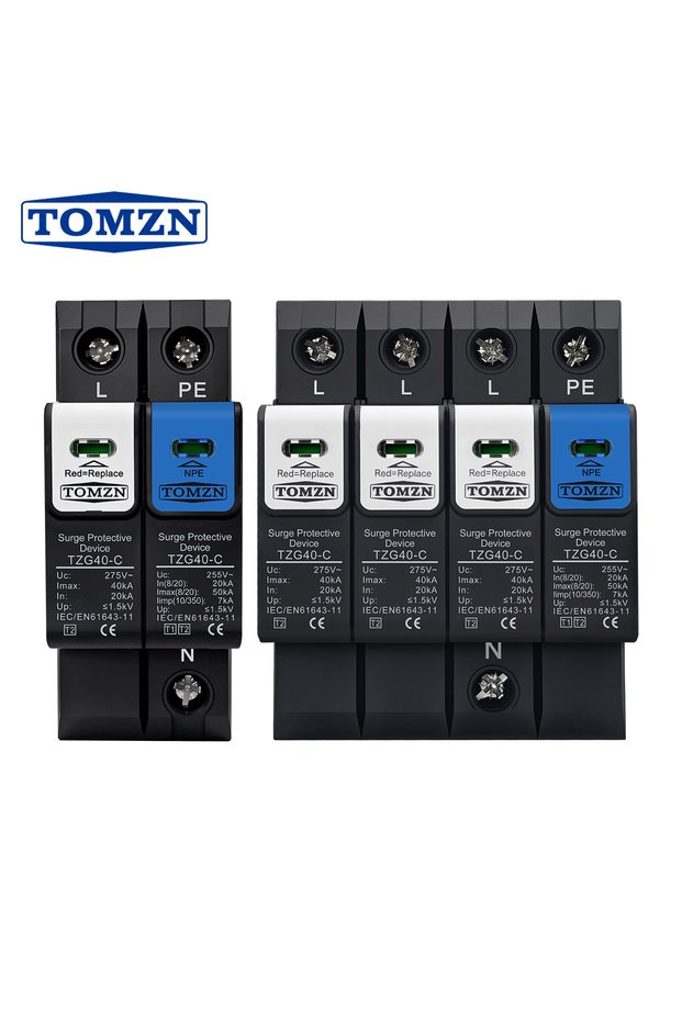 1P NPE 275VAC 20-50kA TOMZN 1P+NPE 3P+NPE Surge Protective Device SPD Discharge Tube 20-50kA 230V AC