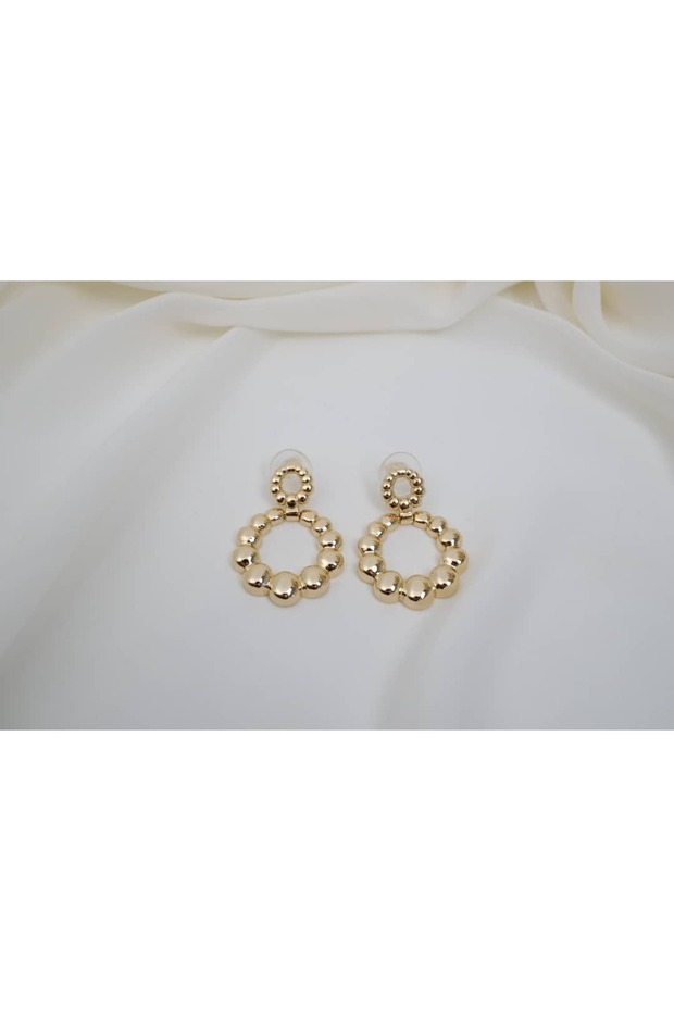 Kp495 Ball Chain Ring Design Earrings (Length 35 mm)