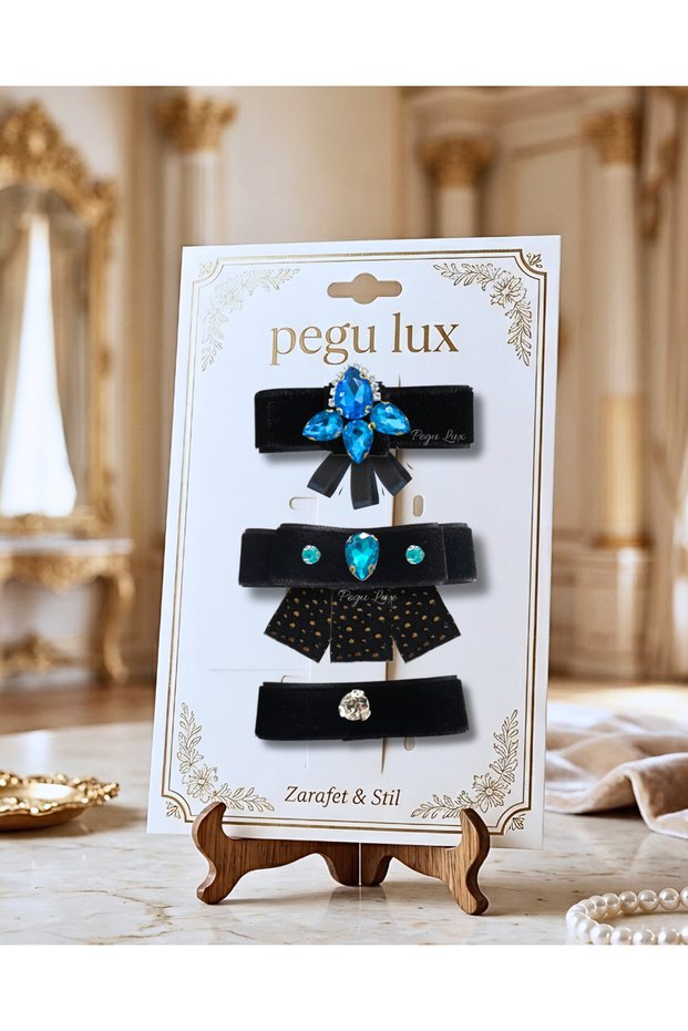 3-Piece Little Mini Lux Velvet Clip with Stone Closure, Holiday, Celebration, Special Day