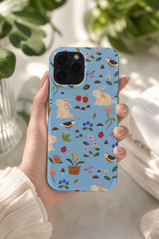iPhone 15 Pro Max Compatible Launch Silicone Rabbit Pattern Shock Absorbing Case Blue