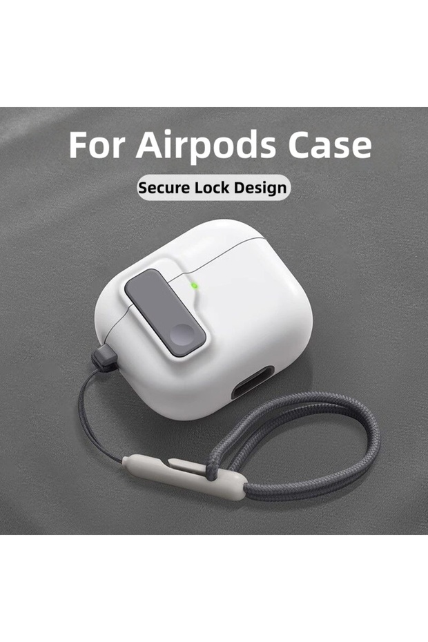 For Airpods 4 2024 B White For Airpods 4 Case Shockproof Security Lock Protective Cover with Keychai