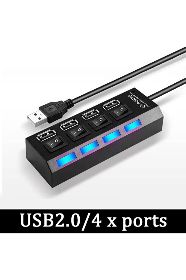 محول موزع USB 2.0 متعدد المنافذ عالي السرعة بأربعة منافذ، يدعم USB 2.0 و USB 3.0، وموزع USB متعدد المنافذ.