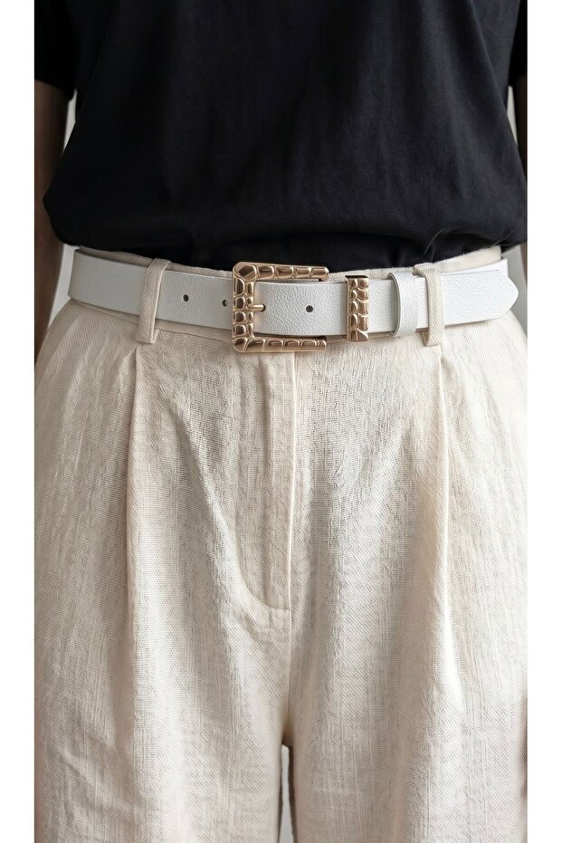 Women's Croco Buckle Detailed Belt Jean Belt Jacket Belt Jeans Belt