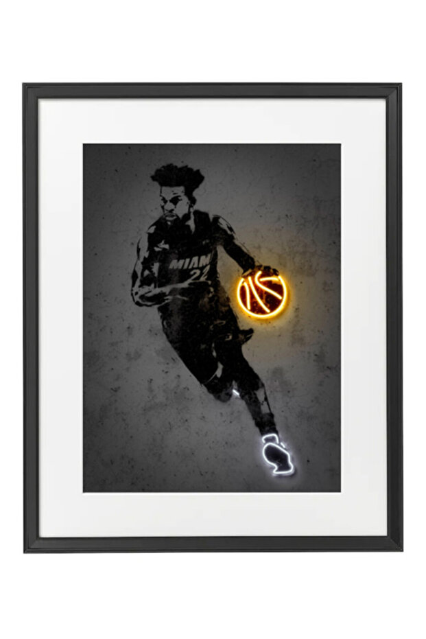 Jimmi butler Neon Poster with Frame 50x40cm