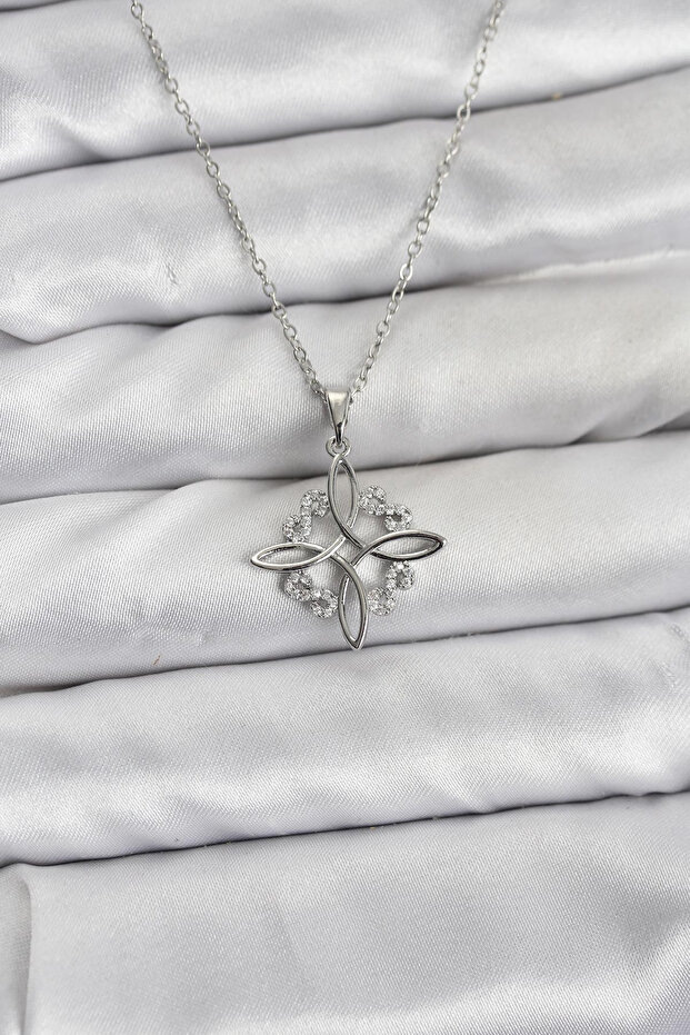316L Steel Chain Silver Color Infinity Model Zircon Stone Women's Necklace 5886 - Teolsa2927-7102
