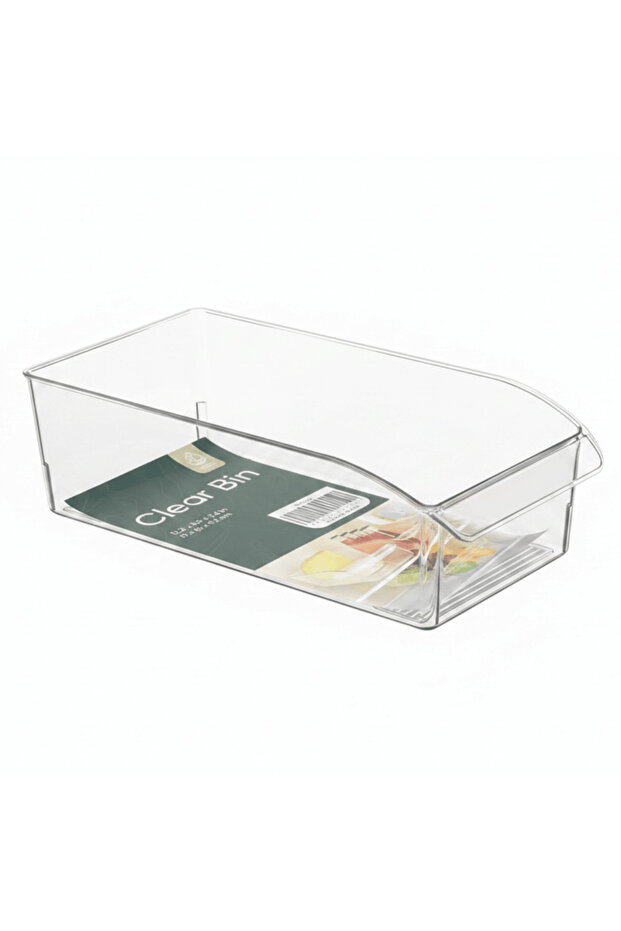 Clear Plastic Storage Bin – 31×15 cm | Fridge & Home Organizer