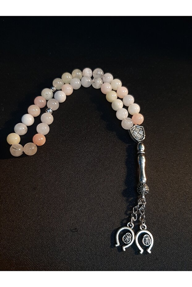 33-Piece Natural Stone Prayer Beads Designed with Colorful Quartz Stones