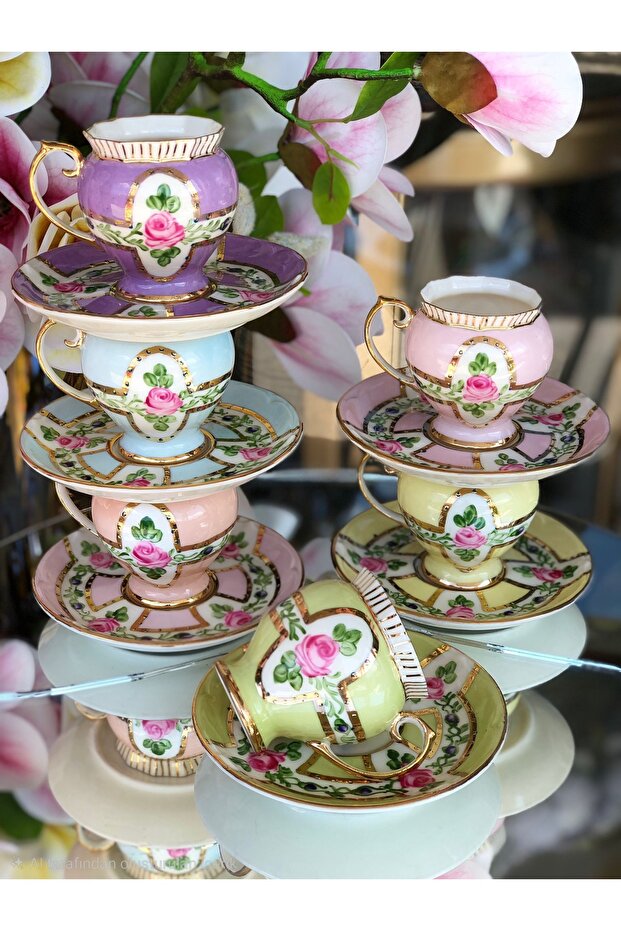 Porcelain Hand-Painted Botu 6-Piece Cup Set