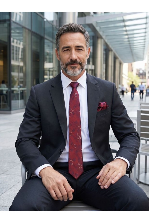 Men's a Quality Patterned Tie and Handkerchief Set