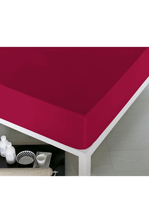 100% Cotton Fabric Elastic Single Bed Sheet 100X 200+30 cm Fuchsia