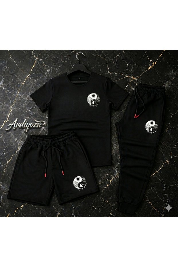 Printed Stylish 3-Piece Set (Shorts-Sweatshirt-T-Shirt)